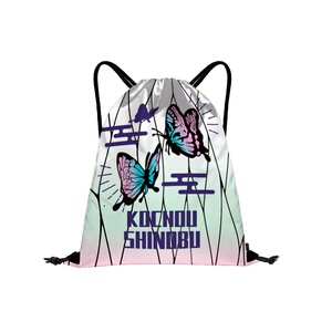 动漫周边黑白熊束口袋祢豆子善逸蕾姆进击巨人k二次元背包抽绳双