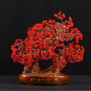 晶永意天然水晶招财树红玉髓发财树家居客厅酒柜乔迁送礼开业礼品