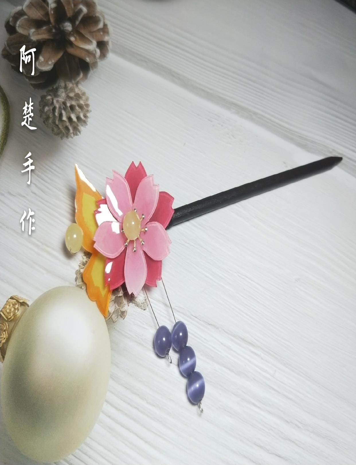 阿楚手作i元气少女缘结神巴卫奈奈生定情发簪汉服古风头饰cos包邮