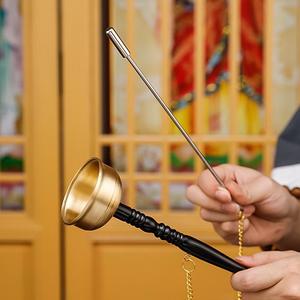 铜引庆用品纯铜引磬法器罄柄佛教寺庙直念佛佛台湾木鱼具磬佛堂经