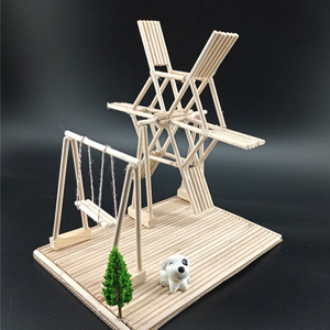 新品圆木棍实木小木制立体构成作业 秋千风车diys木条雪糕棍手工