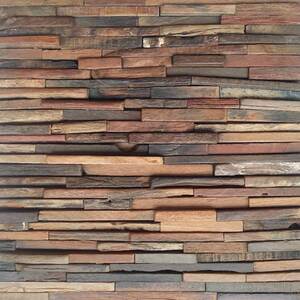 老船木马赛克电视背景墙实木板材现代中式拼图原木客厅木质装修材