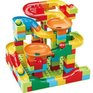 颗粒乐高积木桌大玩具滑道轨道滚球儿童拼装益智力男孩女孩子宝宝