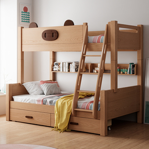 上下铺双层床两层上下床全实木榉木高架床高低床实木子母床儿童床
