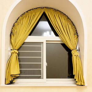 专业定制欧式异形窗帘圆形拱形弧形拱型弧型别墅阁楼天窗窗帘