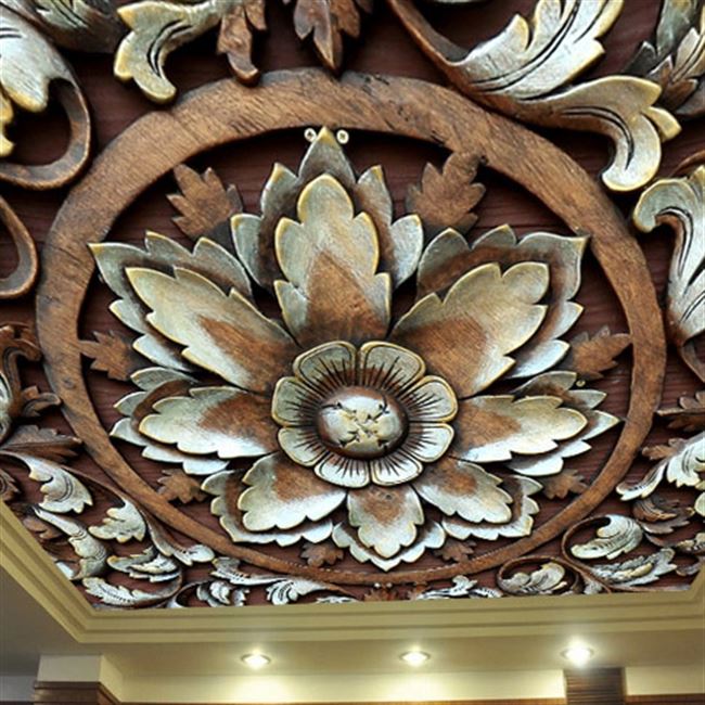 欧式复古花纹吊顶房顶客厅卧室天花板壁纸3od墙布大型壁画立体墙