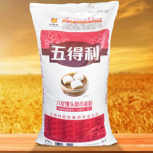 五得利六星馒头用小麦粉25kg包子馒头商用高筋面粉50斤河南新乡产