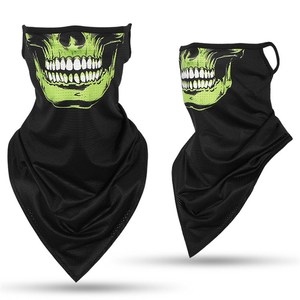 新丝挂耳三角巾网眼透气面罩cs反恐f脖套骑行防风防晒面巾骷髅围