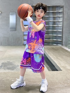 乔丹男童篮球服网眼速干套装无袖夏季背心儿童中大童男孩工字球衣