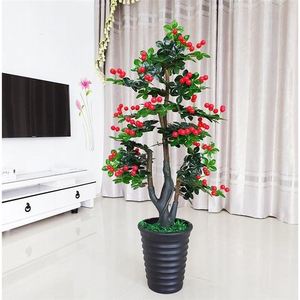 假树仿真植物招财果树樱桃树客厅大型落地盆栽塑料花室内绿植摆件