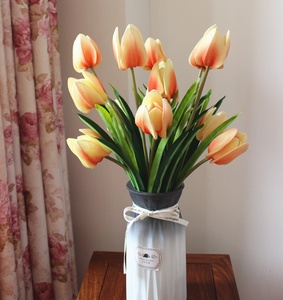 22花开了丝网花材料diy手工仿真花配件高仿单多头三r叉郁金香枝a.