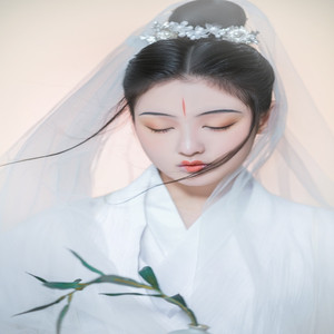 古装服观音菩萨全套服装头饰发髻头纱演出服观世音道具新款全白色