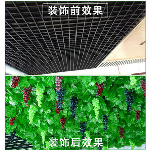 吊顶装饰遮丑假树叶绿色仿真叶子天花板顶部空中挂件藤条藤蔓塑料
