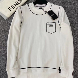 芬迪小怪兽老佛爷21秋季ins口袋印花线头涂鸦字母休闲套头卫衣男