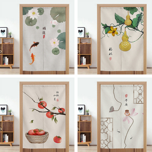 中式门帘布艺隔断帘厨房风水厕所挂帘中国风房间家用卧室半挂帘子