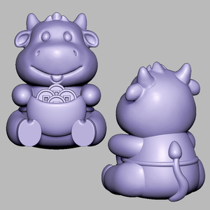 卡通生肖牛圆雕图电脑雕刻机图纸stl三维立体图3d打印模型文件523