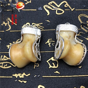 s925纯银髀石套骨头套狼骨獒骨配饰掐丝民族风包髀骨银套男女吊坠