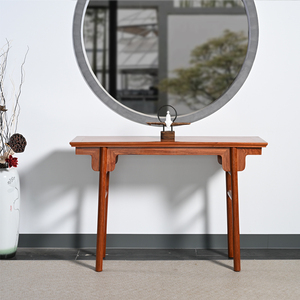 缅甸花梨木条案客厅玄关平头案明清夹头榫玄关桌实木王世襄刀牙款