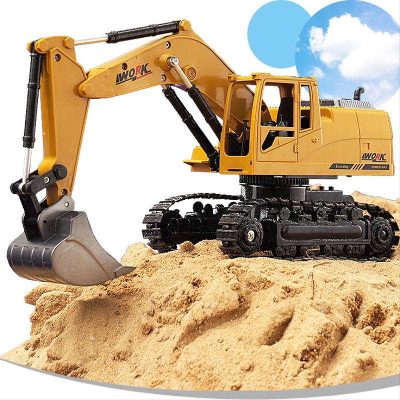 新品挖掘机儿童玩具电动遥控.挖t沟机小孩可骑玩具车履带充电挖