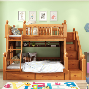 上下铺实木床三层双层床上下床子母床高低床儿童组合床三层床