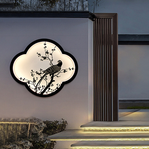 户外庭院灯新中式壁画装饰灯创意别墅院子围墙花园影壁墙室外壁灯