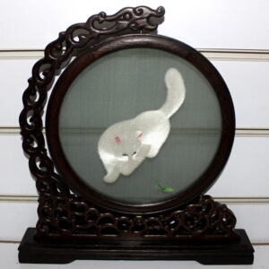 白猫黄猫波斯猫螳螂猫苏绣手工刺绣双面b绣成品礼品苏州刺绣