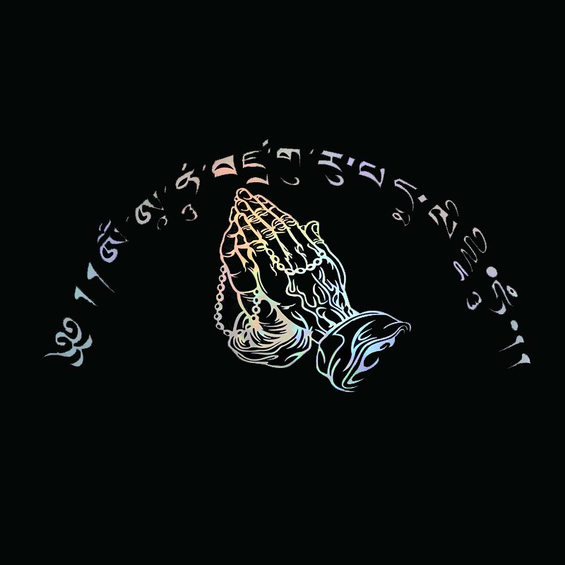 汽车车身后窗藏文大明咒佛手车贴纸六字真言越野佛系自驾反光贴纸