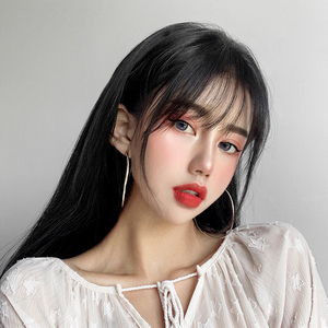 空气刘海假发女 网红真发自然隐形无痕圆脸齐刘海 前额超薄假发片