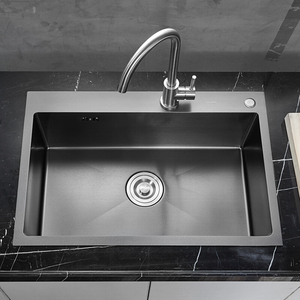 k1003d2黑金刚304不锈钢台下盆水槽单槽厨房洗菜盆洗碗盆68*45 68