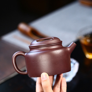 大容量茶壶 全手工名家陈文博老紫泥霸气牛盖紫砂壶30x0毫升茶具.