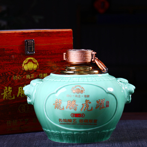 景德镇高温釉陶瓷酒瓶五斤装 龙腾虎耀双耳密封空酒坛5斤装带礼盒