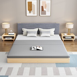 ikea宜家榻榻米床架日式矮床现代简约落地平板床架软包靠背实木双