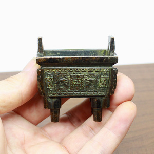 青铜仿古复古风四足方鼎迷你小鼎小号摆件桌面香薰炉线香炉小礼品