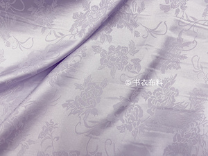 薄款垂坠 淡紫色牡丹提花仿花罗仿真丝缎面面料 衬衫旗袍套装布料
