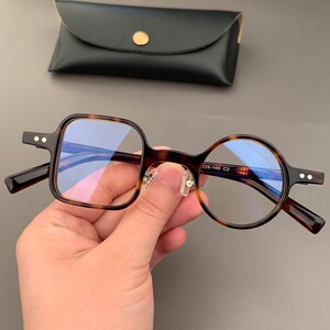 不对称眼镜架一方一圆眼镜框男女钢铁侠小罗伯特唐尼同款方圆眼镜