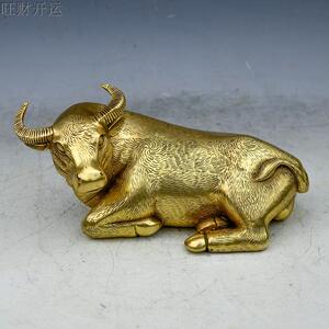 精品铜器 纯铜牛摆设 回头牛摆件 卧牛摆件生肖牛 装饰品