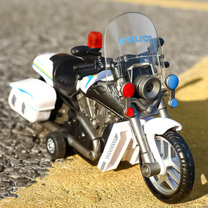 惯性声光警车摩托车警察巡逻车模型5带灯带音乐1儿童玩具礼物3岁4