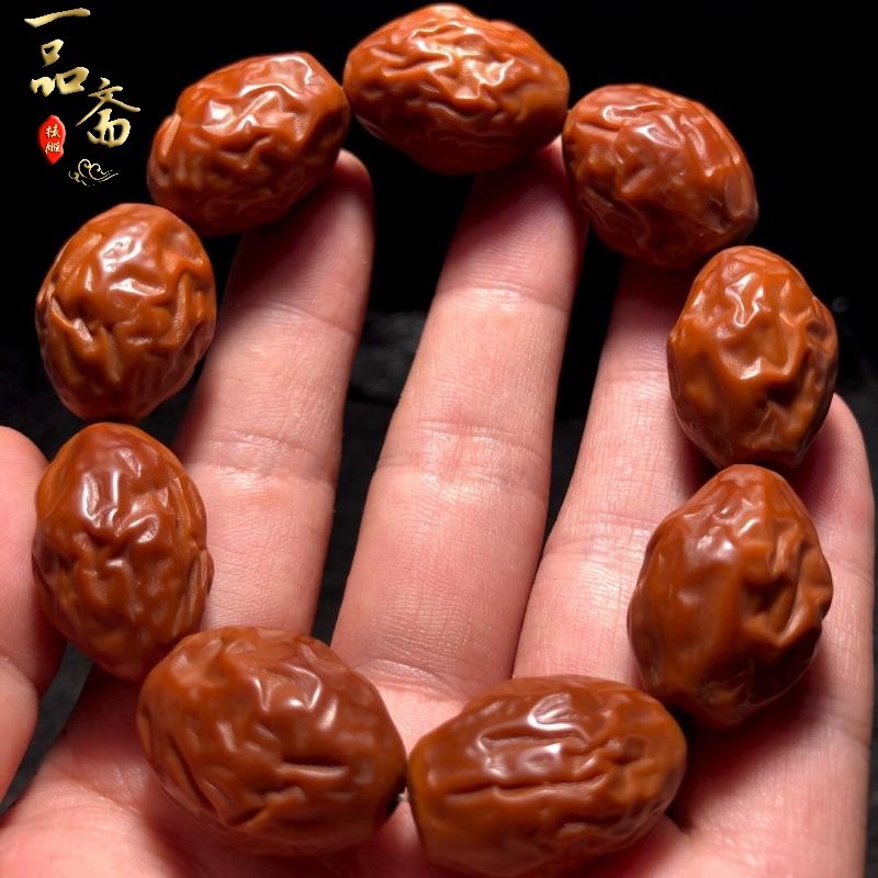 橄榄核手串大枣核雕手链红枣手持原皮素核雕刻素串文玩单籽单圈