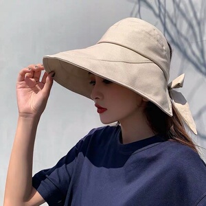 扎高马尾戴的帽子夏天护脸防晒全脸漏顶遮阳帽骑车不翻防晒帽女帽