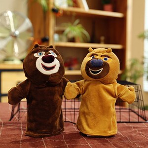 熊大熊二毛绒玩具手偶动物布书幼儿园表演互动腹语安抚毛绒玩具潮