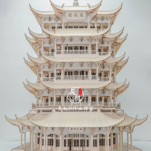 黄鹤楼木质中国古建筑拼装模型制作手工diy材料工具包工艺品斗拱