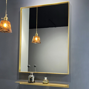 不锈钢边框浴室镜子洗手卫生间厕所洗漱台壁挂免打孔挂墙式梳妆镜