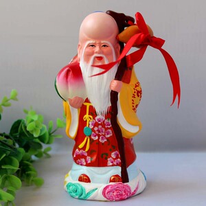 天津泥人张彩塑寿桃摆件老寿星/寿婆长辈送s老人寿礼生日礼物祝寿