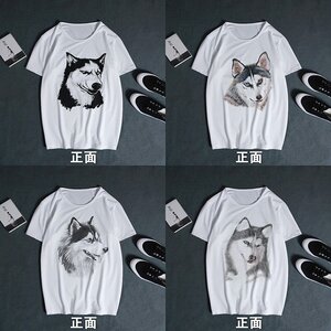 西伯利亚雪橇犬哈士奇二哈狗狗动物图案印花男女短袖t恤衣服夏季
