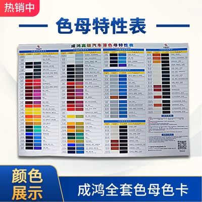 色母走向图油漆色板图汽车漆颜色展示色卡调漆色母特性表