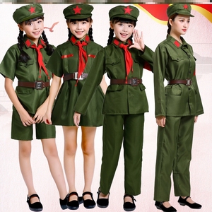 志愿军比赛时期抗战好榜样红星闪闪女童小孩朗诵红军服小衣演出服
