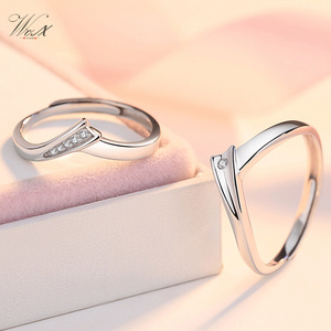 双心情侣对戒纯银戒指女男学生一对时尚潮刻字网红结婚礼物纪念日