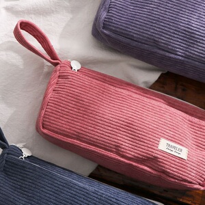 灯芯绒笔盒d绒布三明治笔袋ntmy日系高级感大容量文具袋可别徽章