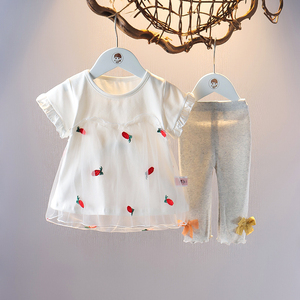 女童夏装清货纯棉套装新款婴儿短袖上衣0-4岁T恤女宝宝夏天衣服两