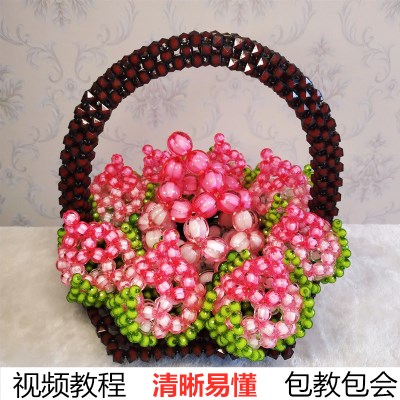 串珠桃子寿桃摆件diy材料包成品编织祝寿创意生日散珠子手工艺品